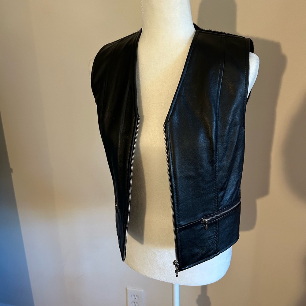 Black Leather vest ladies small